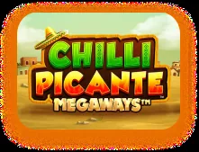 Portada de Chilli Picante Megaways: chiles y sombrero en un pueblo del desierto